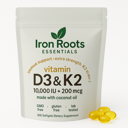 Ironroots™ - 10,000 IU Vitamin D3 + K2 Softgels
