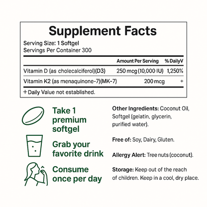Ironroots™ - 10,000 IU Vitamin D3 + K2 Softgels