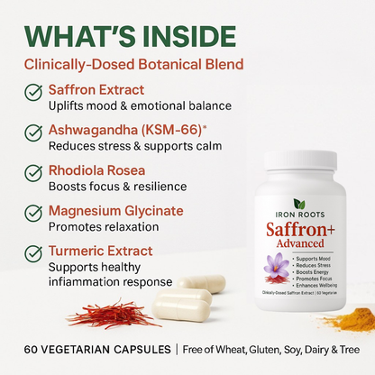 Iron Roots™ - Natural Mood Support & Stress Relief Saffron Capsules